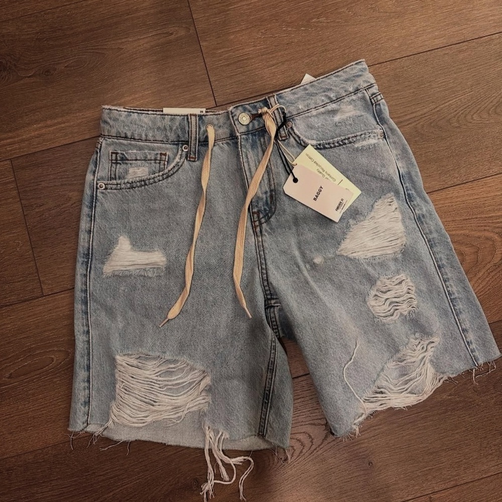 Forever 21 Distressed Denim Cargo Shorts